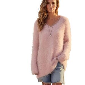 Ruby Moon Womens Sweater Sz Large Oversized Cottagecore Cozycore Eyelash Fuzzy